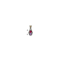 Sterling Silver Antiqued w/14k 2-stone w/Diamond Mother's Pendant