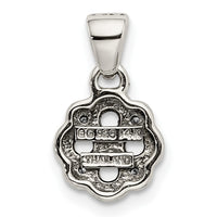 Sterling Silver Antiqued w/14k 4-stone w/Diamond Mothers Pendant Semi-Mount