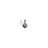 Sterling Silver Antiqued w/14k 4-stone w/Diamond Mother's Pendant