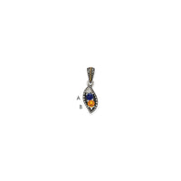 Sterling Silver Antique w/14k 2-stone w/Diamond Family Pendant w/18in Chain