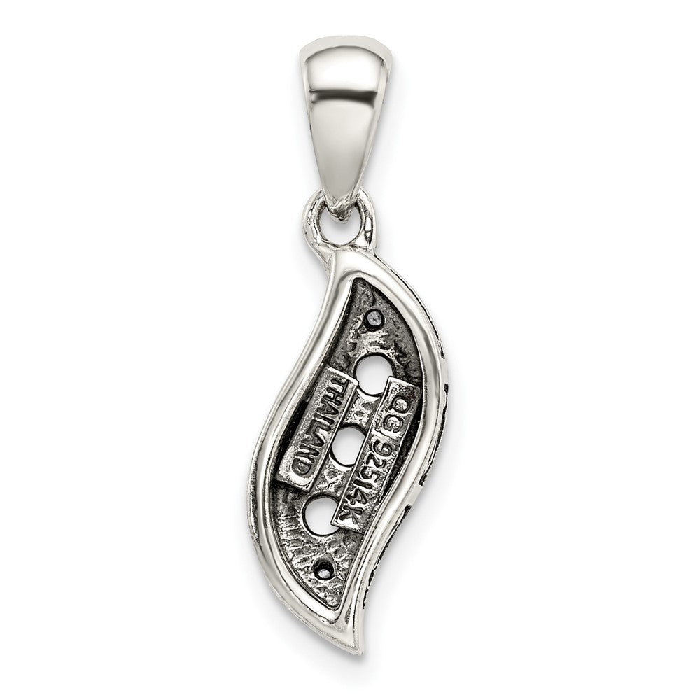 Sterling Silver Antique w/14k 3-stone w/Diamond Family Pendant w/18in Chain