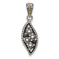 Sterling Silver Antique w/14k 4-stone w/Diamond Family Pendant w/18in Chain