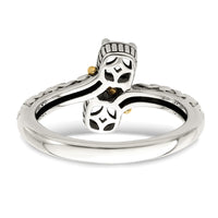 Sterling Silver Antiqued w/14k 2-stone Mother's Ring Mounting