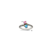 Sterling Silver Antiqued w/14k 2-stone Mother's Ring
