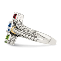 Sterling Silver Antiqued w/14k 3-stone Mother's Ring Mounting