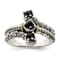 Sterling Silver Antiqued w/14k 3-stone Mother's Ring Mounting