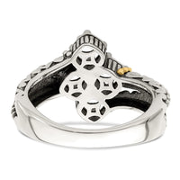 Sterling Silver Antiqued w/14k 4-stone Mother's Ring Mounting