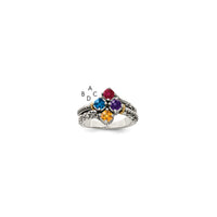 Sterling Silver Antiqued w/14k 4-stone Mother's Ring Mounting
