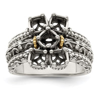 Sterling Silver Antiqued w/14k 5-stone Mother's Ring Mounting