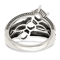 Sterling Silver Antiqued w/14k 3-stone Mother's Ring