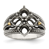 Sterling Silver Antiqued w/14k 4-stone Mother's Ring