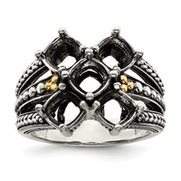 Sterling Silver Antiqued w/14k 5-stone Mother's Ring