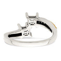 Sterling Silver Antiqued w/14k 2-stone w/Diamond Mother's Semi-Mount Ring