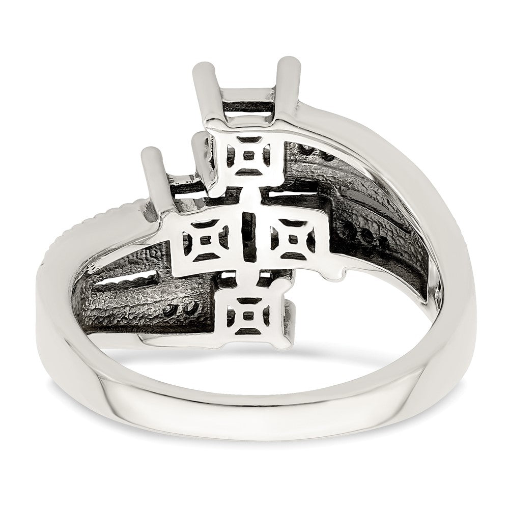 Sterling Silver Antiqued w/14k 4-stone w/Diamond Genuine Mother's Ring