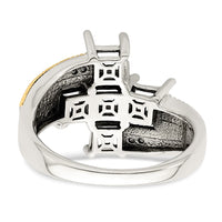Sterling Silver Antiqued w/14k 5-stone w/Diamond Mother's Ring