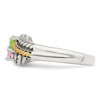 Sterling Silver Antiqued w/14k 2-stone Mother's Ring