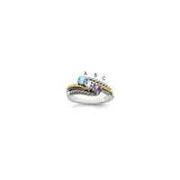 Sterling Silver Antiqued w/14k 3-stone Mother's Ring Mounting