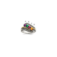 Sterling Silver Antiqued w/14k 4-stone Mother's Ring