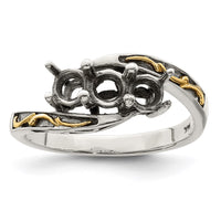 Sterling Silver Antiqued w/14k 3-stone Mother's Ring