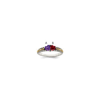 Sterling Silver Antiqued w/14k 2-stone Mother's Ring Mounting