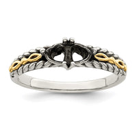 Sterling Silver Antiqued w/14k 2-stone Mother's Ring