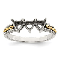 Sterling Silver Antiqued w/14k 3-stone Mother's Ring