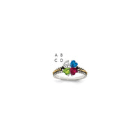 Sterling Silver Antiqued w/14k 4-stone Mother's Ring