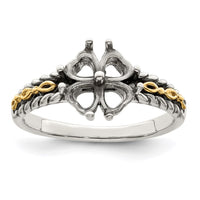 Sterling Silver Antiqued w/14k 4-stone Mother's Ring