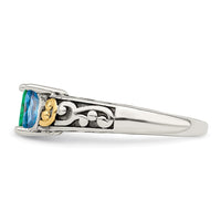 Sterling Silver Antiqued w/14k 3-stone Mother's Ring Mounting