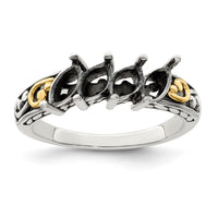 Sterling Silver Antiqued w/14k 4-stone Mother's Ring Mounting