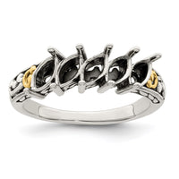 Sterling Silver Antiqued w/14k 5-stone Mother's Ring