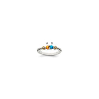 Sterling Silver Antiqued w/14k 2-stone w/Diamond Mother's Ring