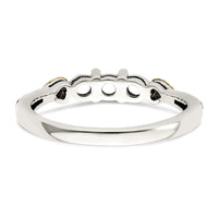 Sterling Silver Antiqued w/14k 3-stone w/Diamond Mother's Semi-Mount Ring