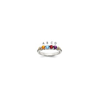 Sterling Silver Antiqued w/14k 4-stone w/Diamond Mother's Ring