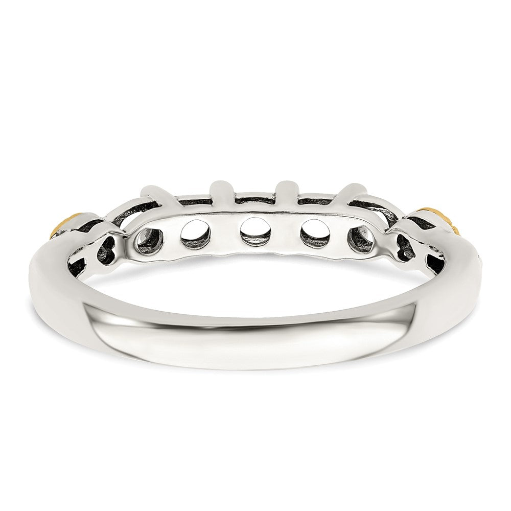 Sterling Silver Antiqued w/14k 5-stone w/Diamond Mother's Ring