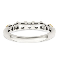 Sterling Silver Antiqued w/14k 5-stone w/Diamond Mother's Ring