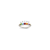Sterling Silver Antiqued w/14k 5-stone w/Diamond Mother's Ring