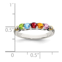 Sterling Silver Antiqued w/14k 5-stone w/Diamond Mother's Semi-Mount Ring