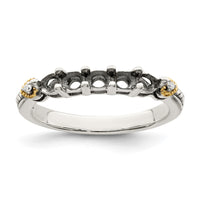 Sterling Silver Antiqued w/14k 5-stone w/Diamond Mother's Semi-Mount Ring