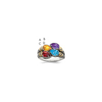 Sterling Silver Antiqued w/14k 4-stone w/Diamond Mother's Ring Semi-Mount