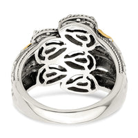 Sterling Silver Antiqued w/14k 5-stone w/Diamond Mother's Ring