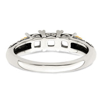 Sterling Silver Antiqued w/14k 3-stone w/Diamond Mother's Ring