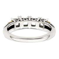 Sterling Silver Antiqued w/14k 4-stone w/Diamond Mother's Ring