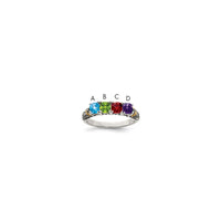 Sterling Silver Antiqued w/14k 4-stone w/Diamond Mother's Ring Semi-Mount