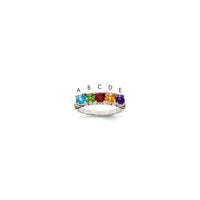 Sterling Silver Antiqued w/14k 5-stone w/Diamond Mother's Ring