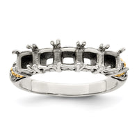 Sterling Silver Antiqued w/14k 5-stone w/Diamond Mother's Ring Semi-Mount