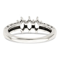 Sterling Silver Antiqued w/14k 3-stone w/Diamond Mother's Ring Semi-Mount