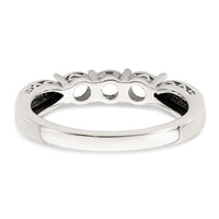 Sterling Silver Antiqued w/14k 3-stone w/Diamond Mother's Ring