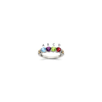 Sterling Silver Antiqued w/14k 4-stone w/Diamond Mother's Ring Semi-Mount