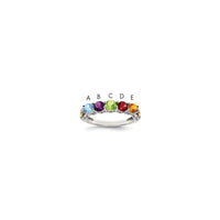 Sterling Silver Antiqued w/14k 5-stone w/Diamond Mother's Ring Semi-Mount